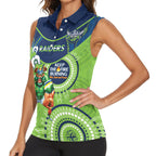 Custom NRL Raiders NAIDOC Week Women Sleeveless Polo Shirt Keep The Fire Burning Indigenous Art