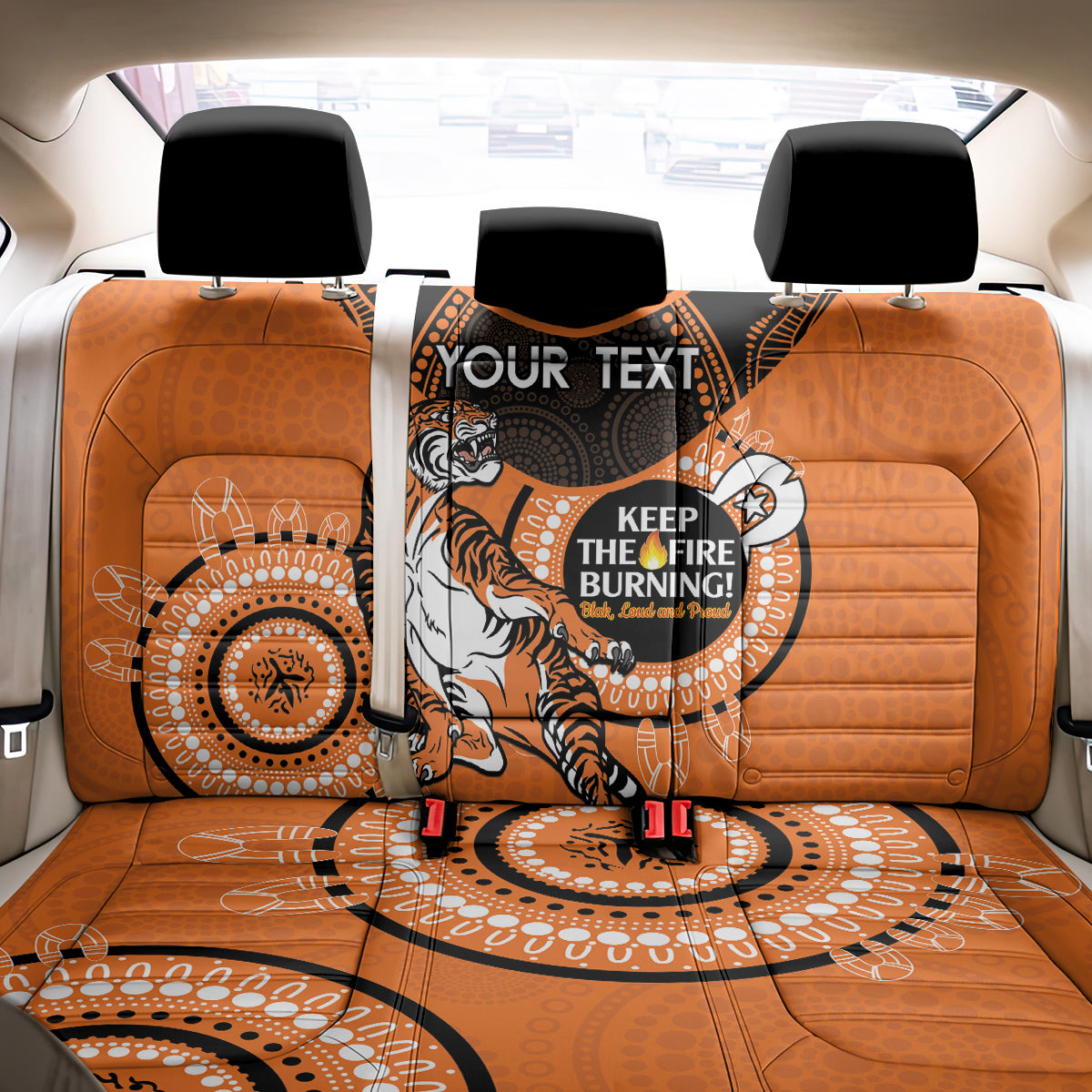 Custom NRL Tigers NAIDOC Week Back Car Seat Cover Keep The Fire Burning Indigenous Art