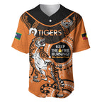 Custom NRL Tigers NAIDOC Week Baseball Jersey Keep The Fire Burning Indigenous Art