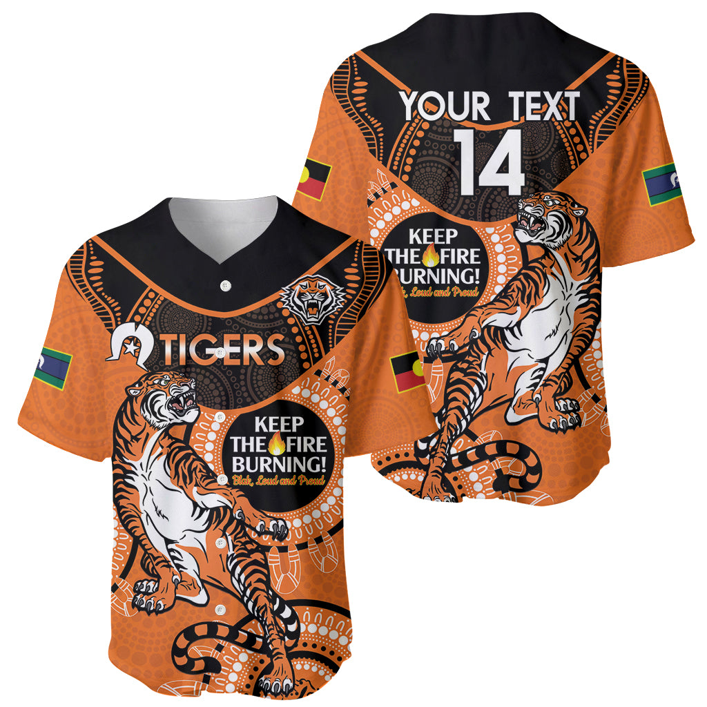 Custom NRL Tigers NAIDOC Week Baseball Jersey Keep The Fire Burning Indigenous Art