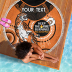 Custom NRL Tigers NAIDOC Week Beach Blanket Keep The Fire Burning Indigenous Art