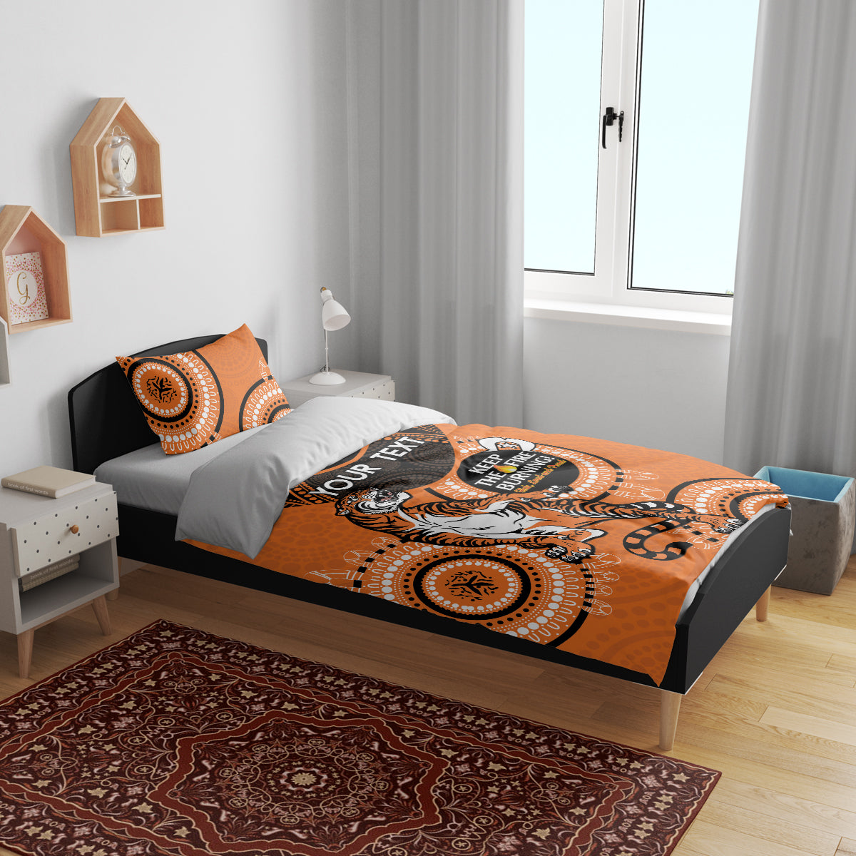 Custom NRL Tigers NAIDOC Week Bedding Set Keep The Fire Burning Indigenous Art