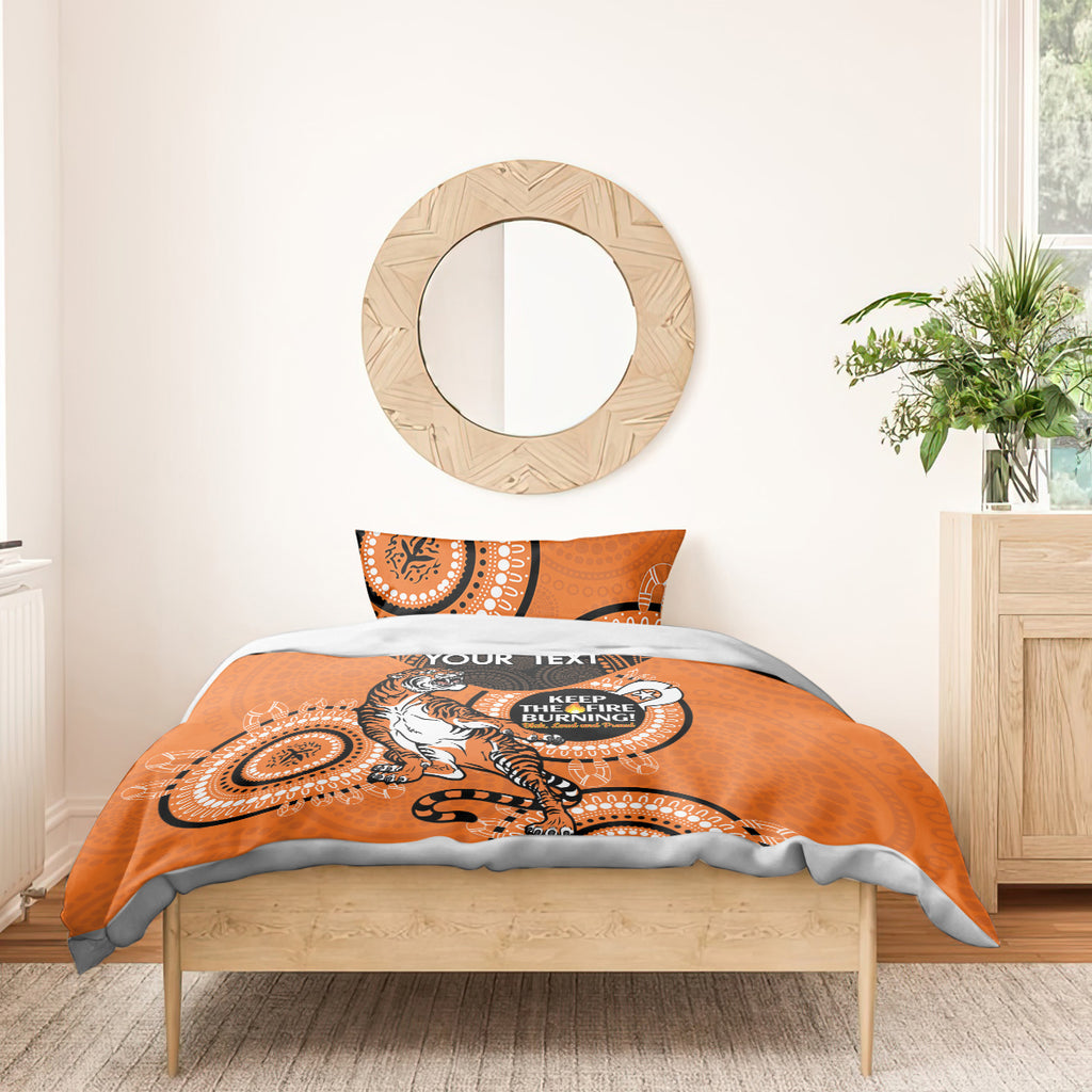 Custom NRL Tigers NAIDOC Week Bedding Set Keep The Fire Burning Indigenous Art
