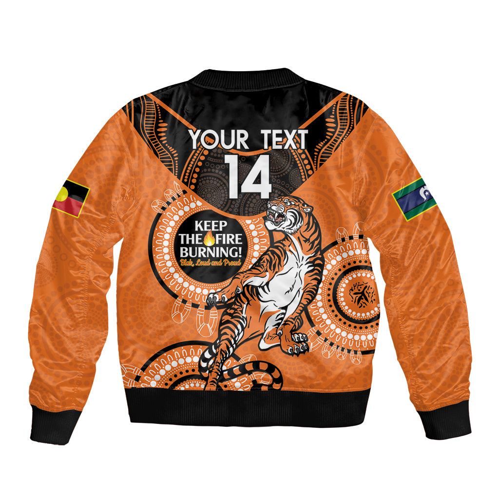 Custom NRL Tigers NAIDOC Week Bomber Jacket Keep The Fire Burning Indigenous Art