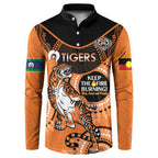 Custom NRL Tigers NAIDOC Week Button Sweatshirt Keep The Fire Burning Indigenous Art