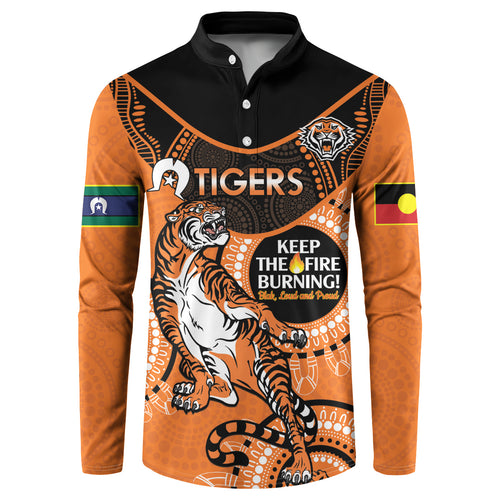 Custom NRL Tigers NAIDOC Week Button Sweatshirt Keep The Fire Burning Indigenous Art
