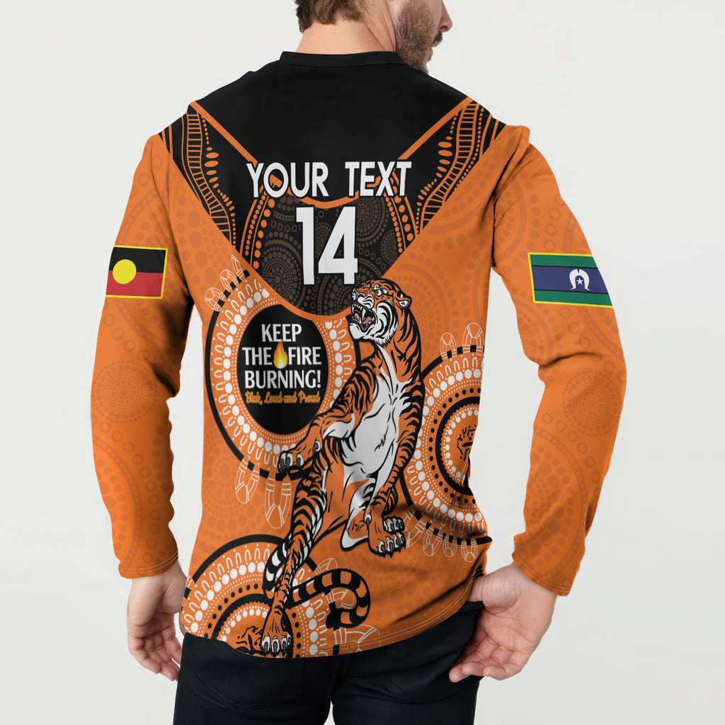 Custom NRL Tigers NAIDOC Week Button Sweatshirt Keep The Fire Burning Indigenous Art