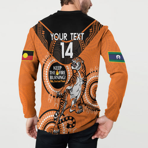 Custom NRL Tigers NAIDOC Week Button Sweatshirt Keep The Fire Burning Indigenous Art