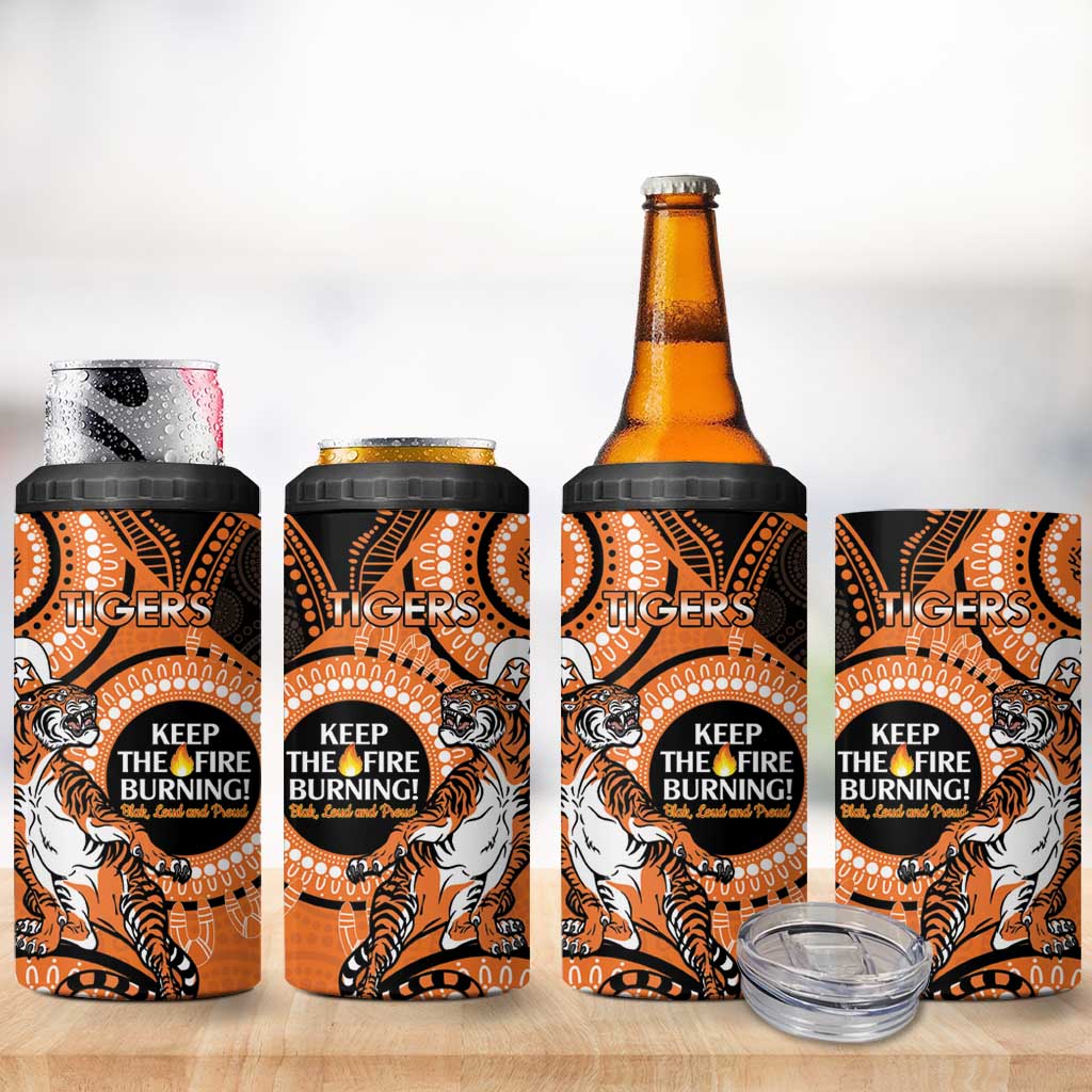 NRL Tigers NAIDOC Week 4 in 1 Can Cooler Tumbler Keep The Fire Burning Indigenous Art