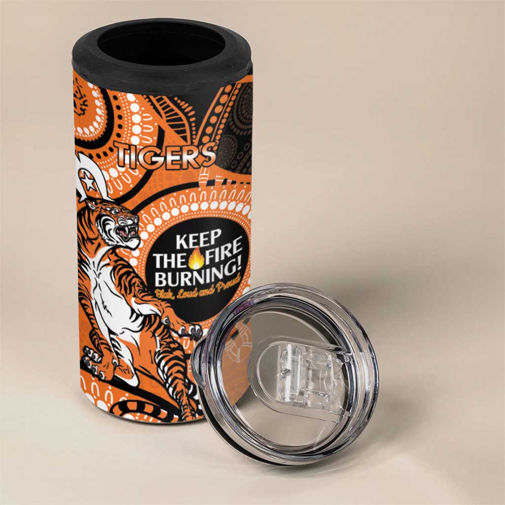NRL Tigers NAIDOC Week 4 in 1 Can Cooler Tumbler Keep The Fire Burning Indigenous Art
