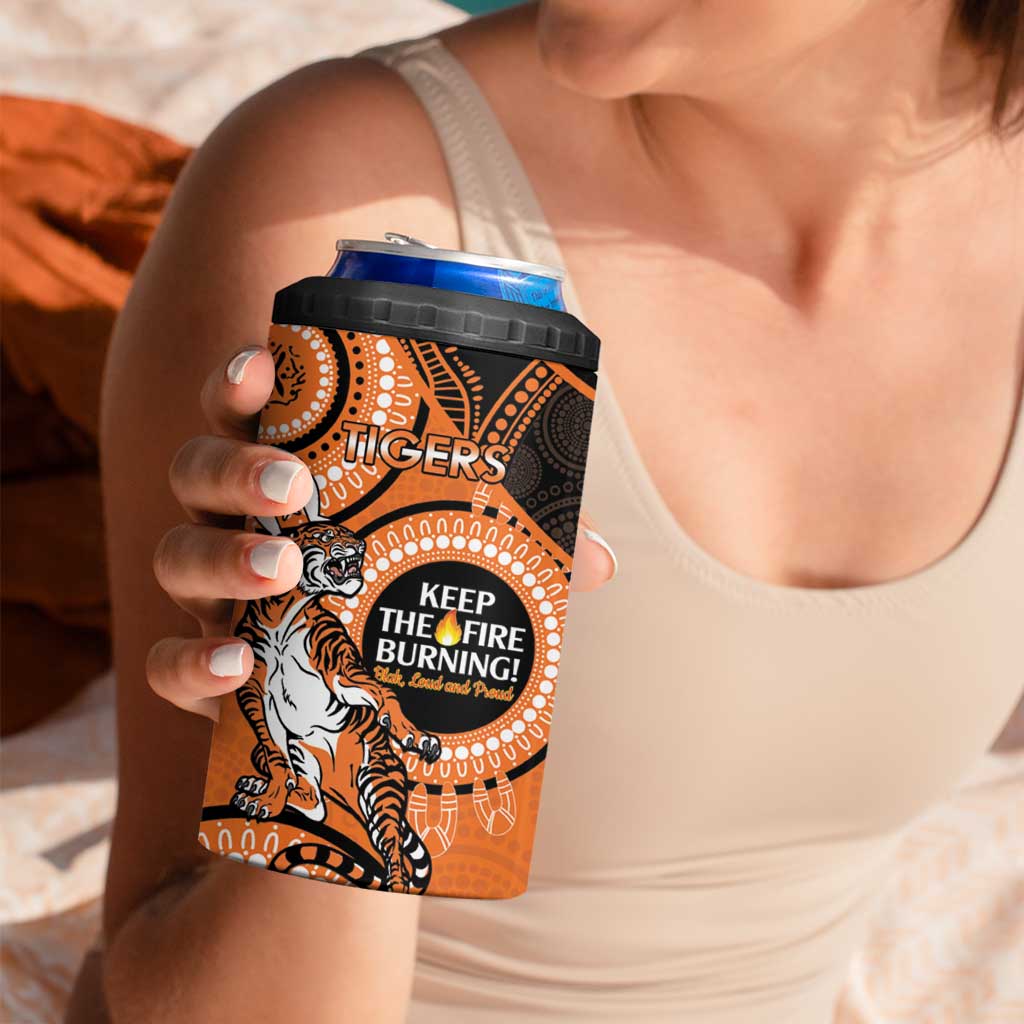 NRL Tigers NAIDOC Week 4 in 1 Can Cooler Tumbler Keep The Fire Burning Indigenous Art