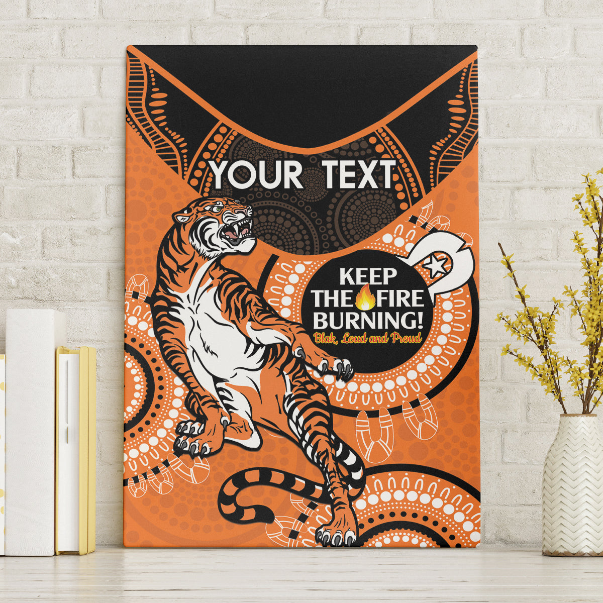 Custom NRL Tigers NAIDOC Week Canvas Wall Art Keep The Fire Burning Indigenous Art