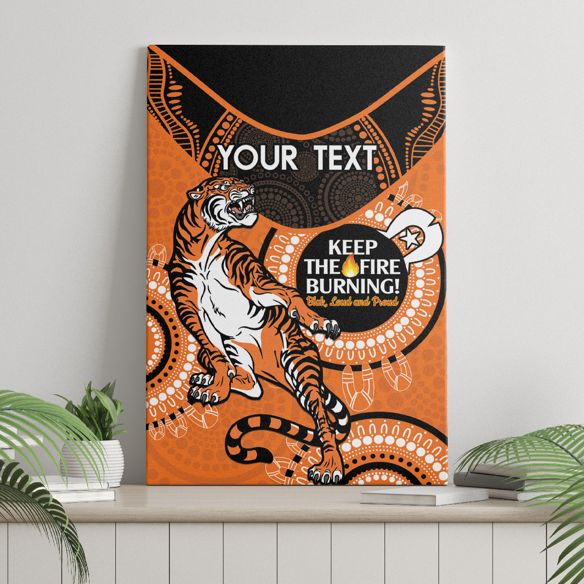 Custom NRL Tigers NAIDOC Week Canvas Wall Art Keep The Fire Burning Indigenous Art