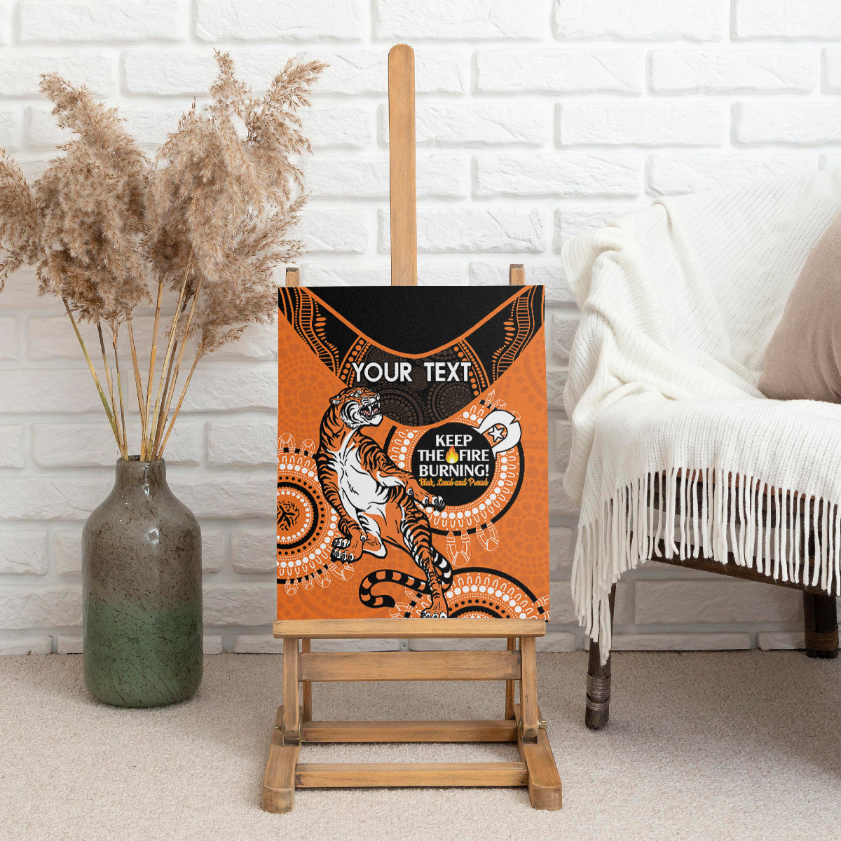 Custom NRL Tigers NAIDOC Week Canvas Wall Art Keep The Fire Burning Indigenous Art