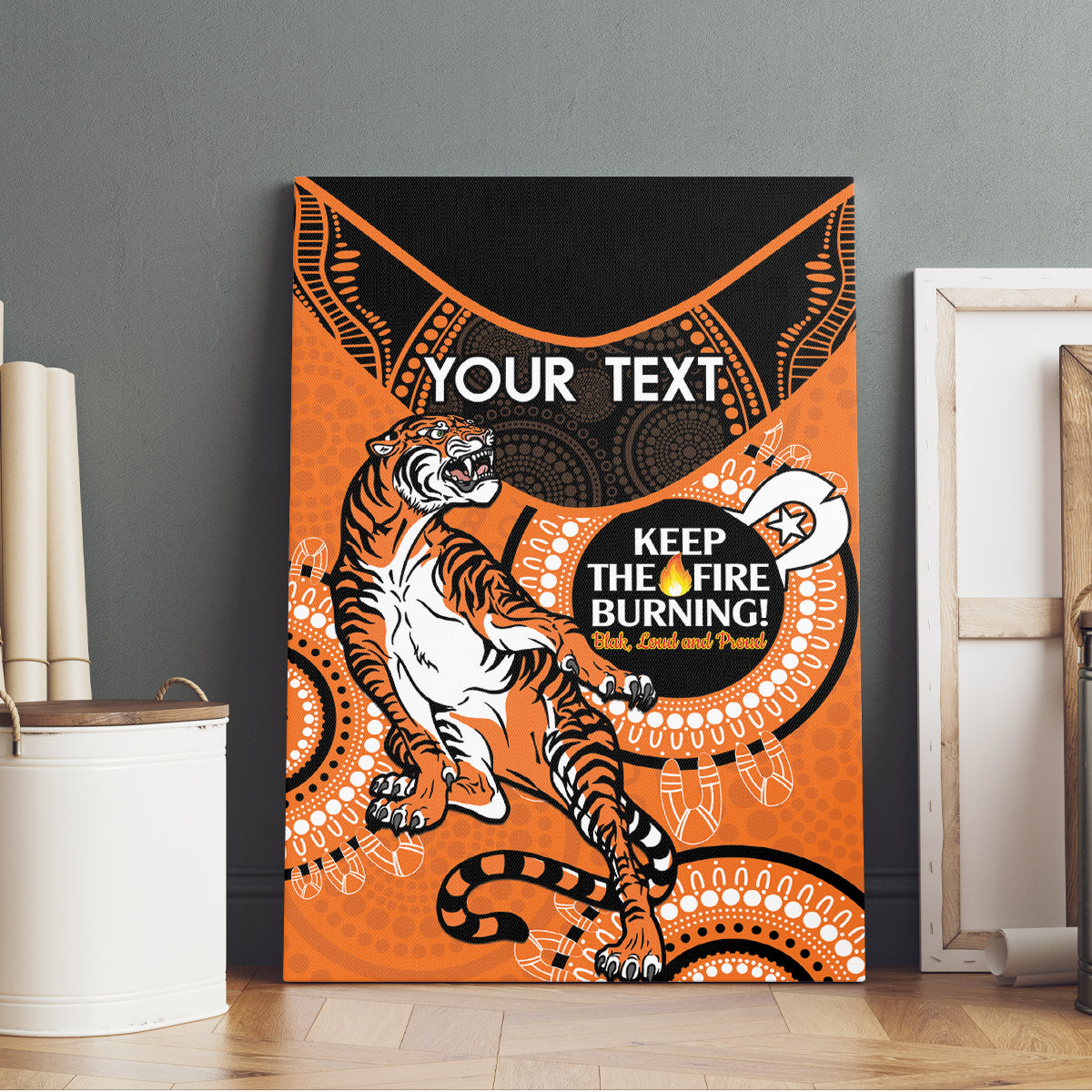 Custom NRL Tigers NAIDOC Week Canvas Wall Art Keep The Fire Burning Indigenous Art