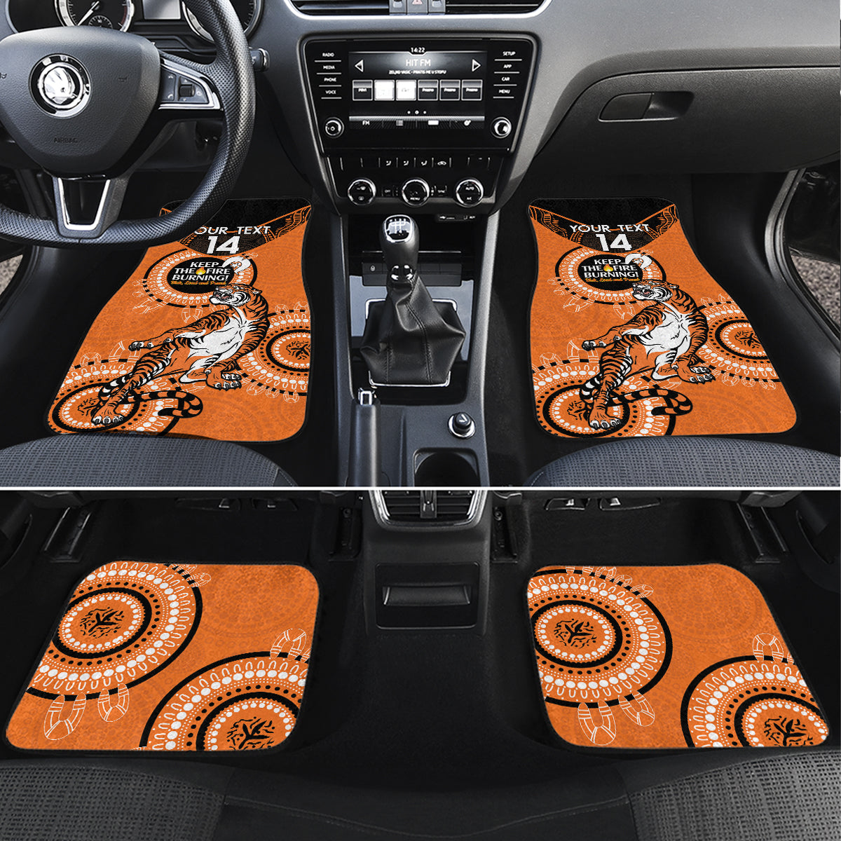 Custom NRL Tigers NAIDOC Week Car Mats Keep The Fire Burning Indigenous Art
