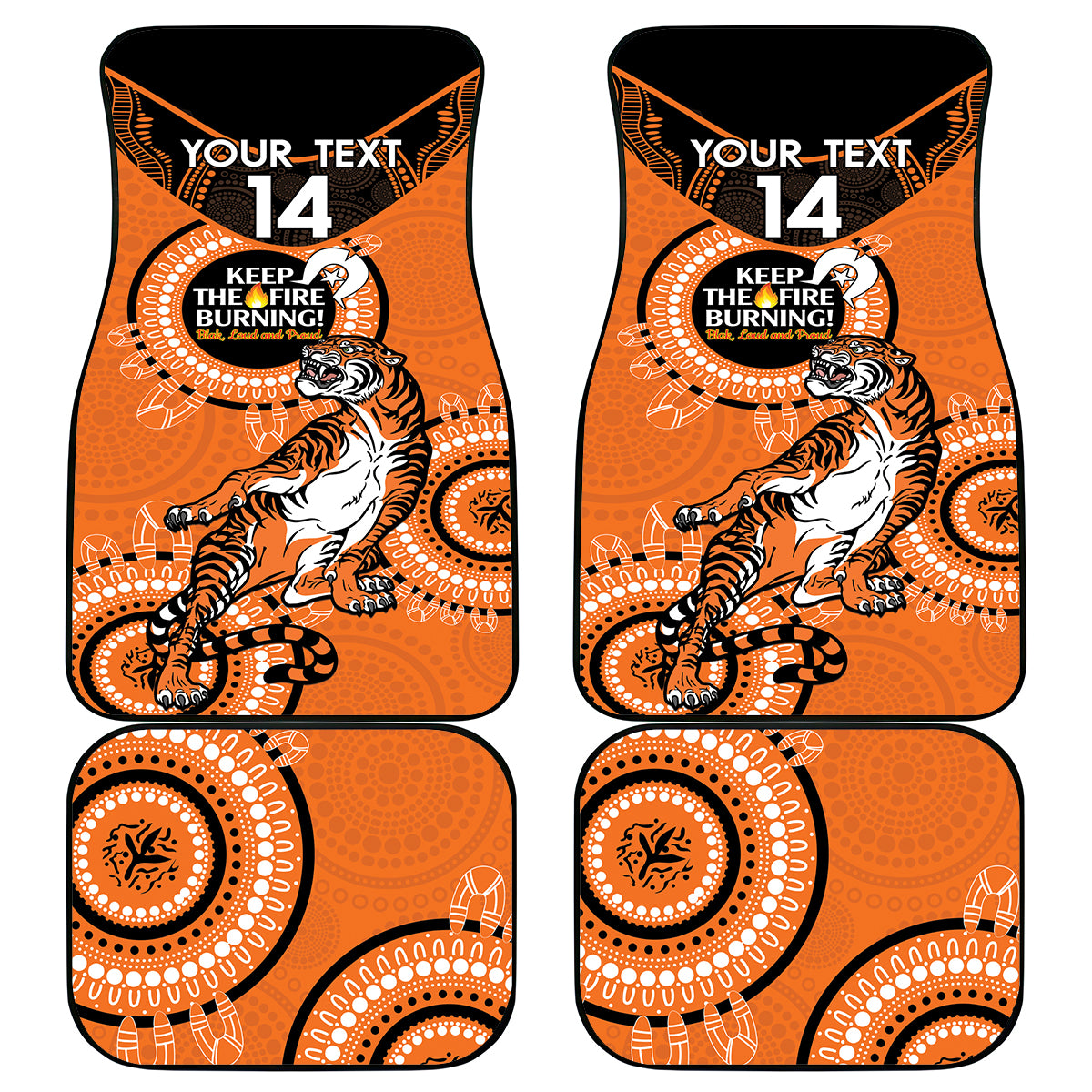 Custom NRL Tigers NAIDOC Week Car Mats Keep The Fire Burning Indigenous Art