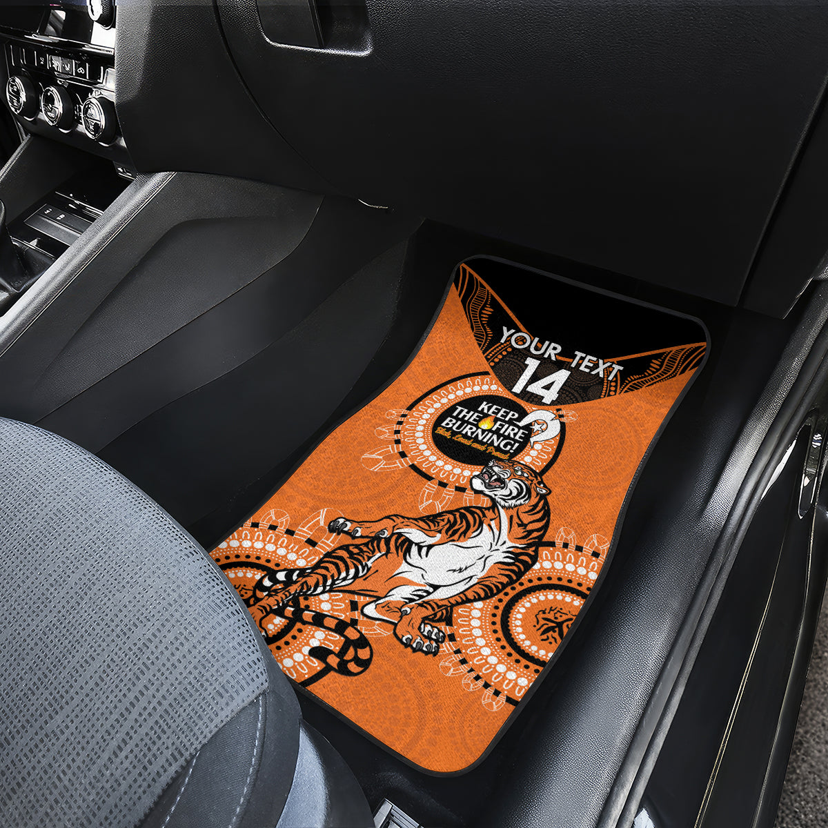 Custom NRL Tigers NAIDOC Week Car Mats Keep The Fire Burning Indigenous Art