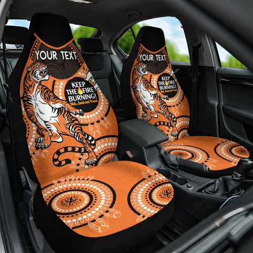 Custom NRL Tigers NAIDOC Week Car Seat Cover Keep The Fire Burning Indigenous Art