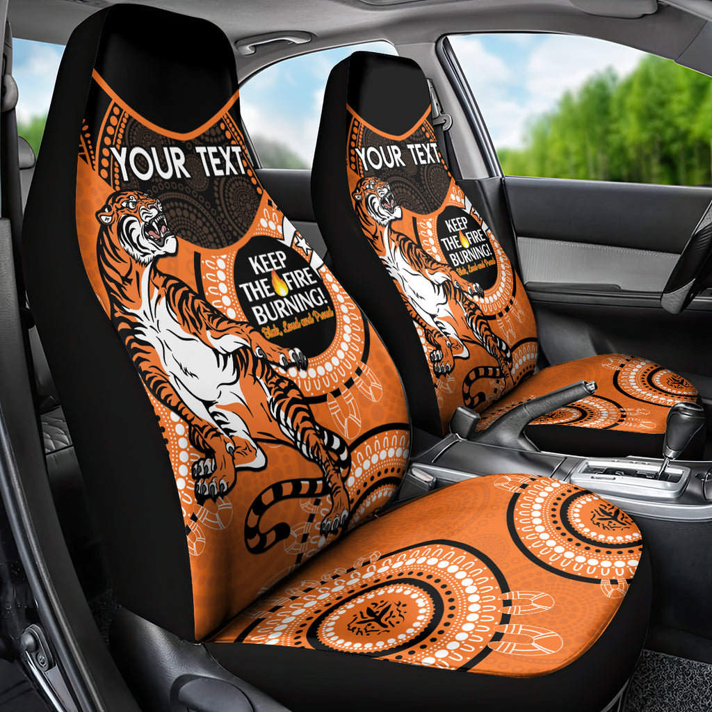 Custom NRL Tigers NAIDOC Week Car Seat Cover Keep The Fire Burning Indigenous Art