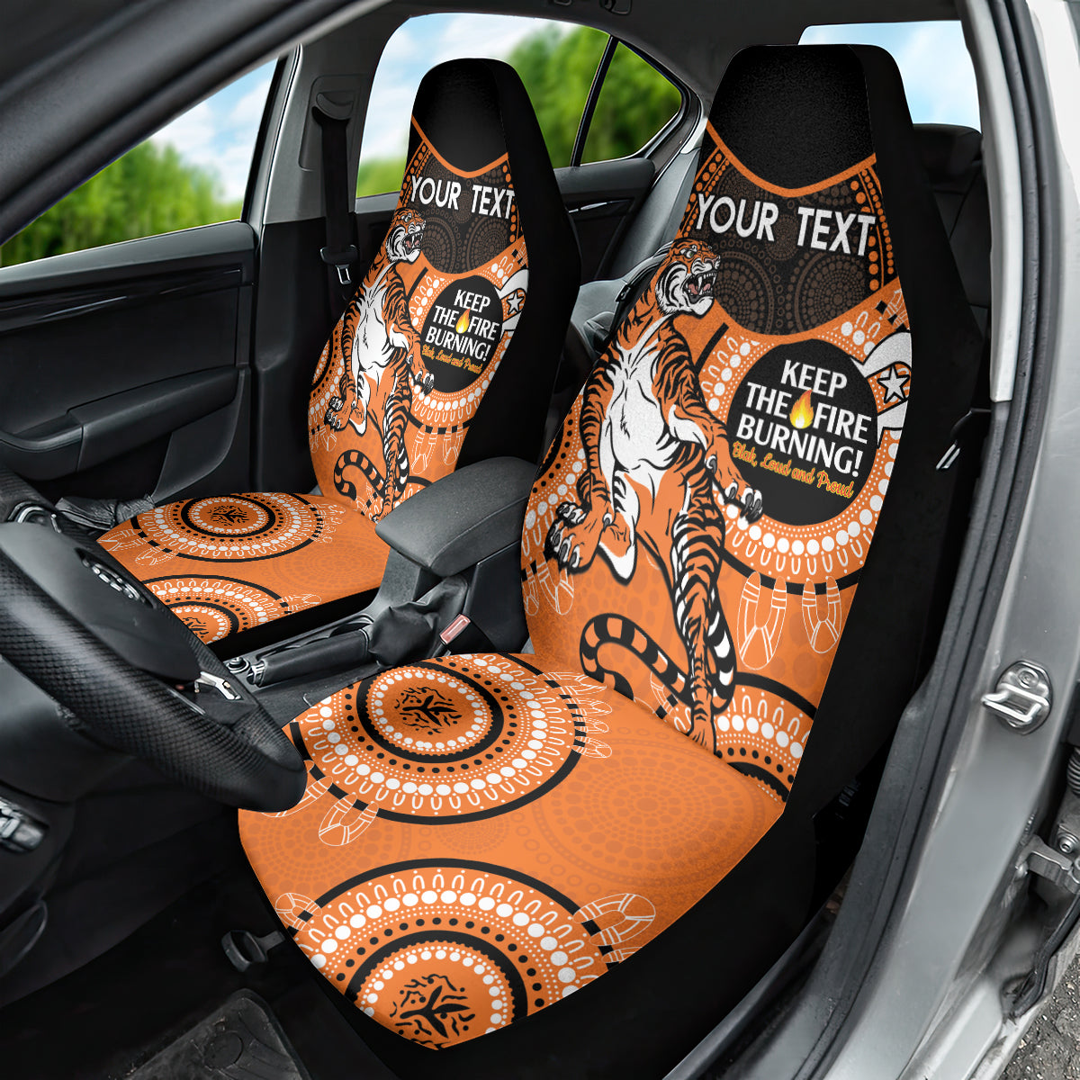 Custom NRL Tigers NAIDOC Week Car Seat Cover Keep The Fire Burning Indigenous Art