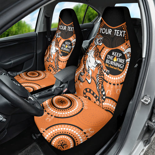 Custom NRL Tigers NAIDOC Week Car Seat Cover Keep The Fire Burning Indigenous Art