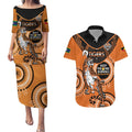 Custom NRL Tigers NAIDOC Week Couples Matching Puletasi and Hawaiian Shirt Keep The Fire Burning Indigenous Art
