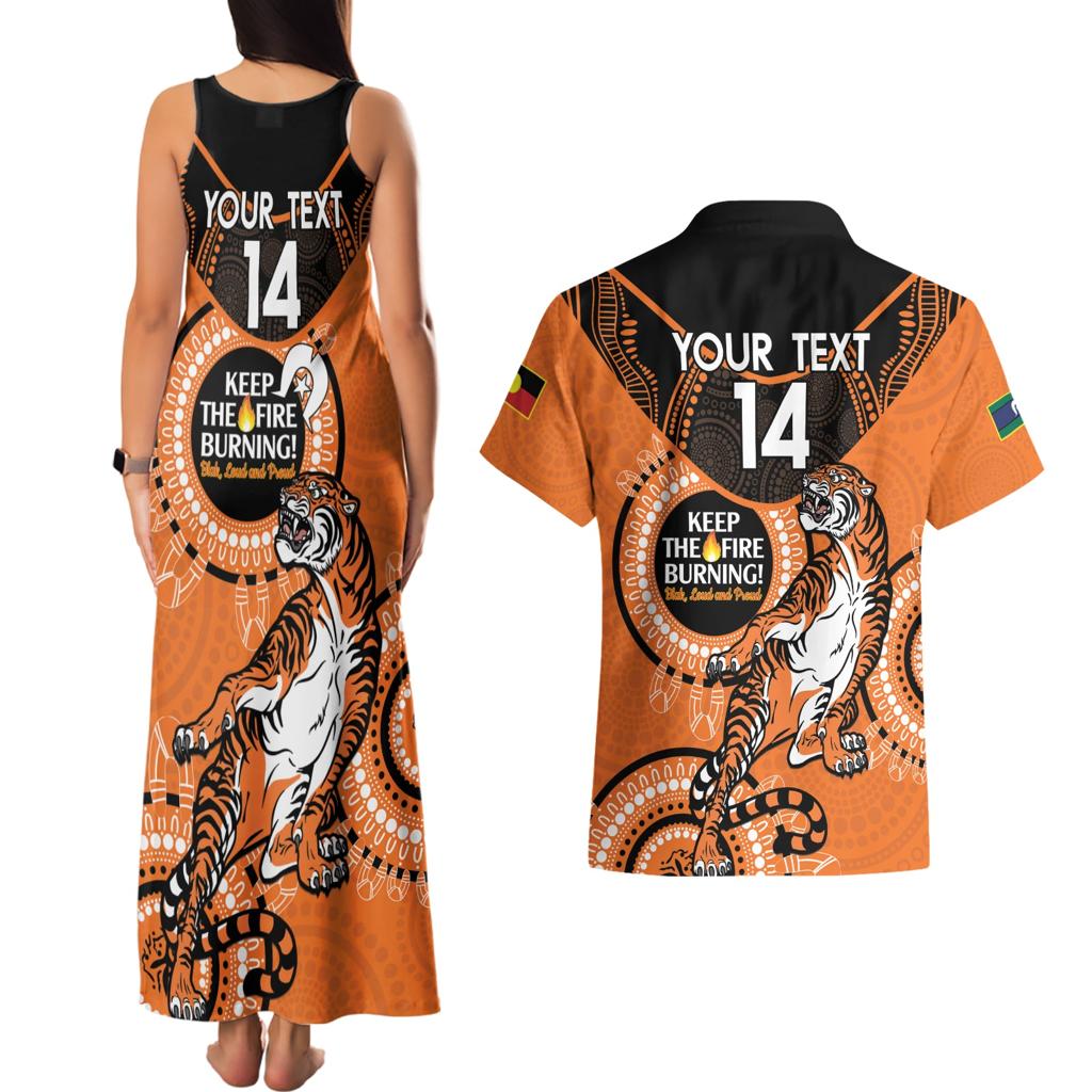 Custom NRL Tigers NAIDOC Week Couples Matching Tank Maxi Dress and Hawaiian Shirt Keep The Fire Burning Indigenous Art