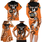 Custom NRL Tigers NAIDOC Week Family Matching Long Sleeve Bodycon Dress and Hawaiian Shirt Keep The Fire Burning Indigenous Art