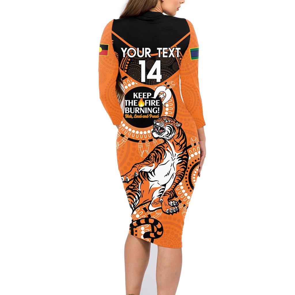 Custom NRL Tigers NAIDOC Week Family Matching Long Sleeve Bodycon Dress and Hawaiian Shirt Keep The Fire Burning Indigenous Art
