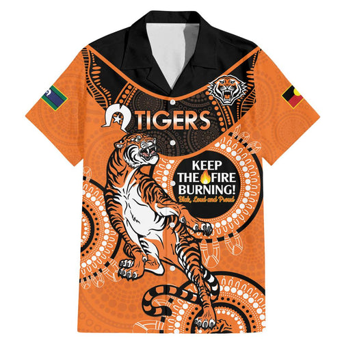 Custom NRL Tigers NAIDOC Week Family Matching Mermaid Dress and Hawaiian Shirt Keep The Fire Burning Indigenous Art