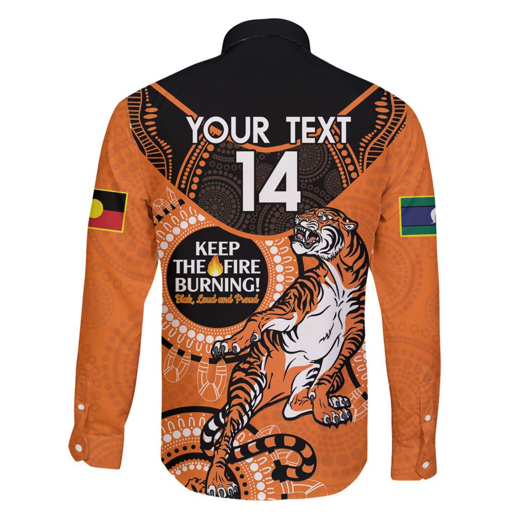 Custom NRL Tigers NAIDOC Week Family Matching Off The Shoulder Long Sleeve Dress and Hawaiian Shirt Keep The Fire Burning Indigenous Art