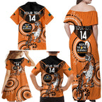 Custom NRL Tigers NAIDOC Week Family Matching Off Shoulder Maxi Dress and Hawaiian Shirt Keep The Fire Burning Indigenous Art