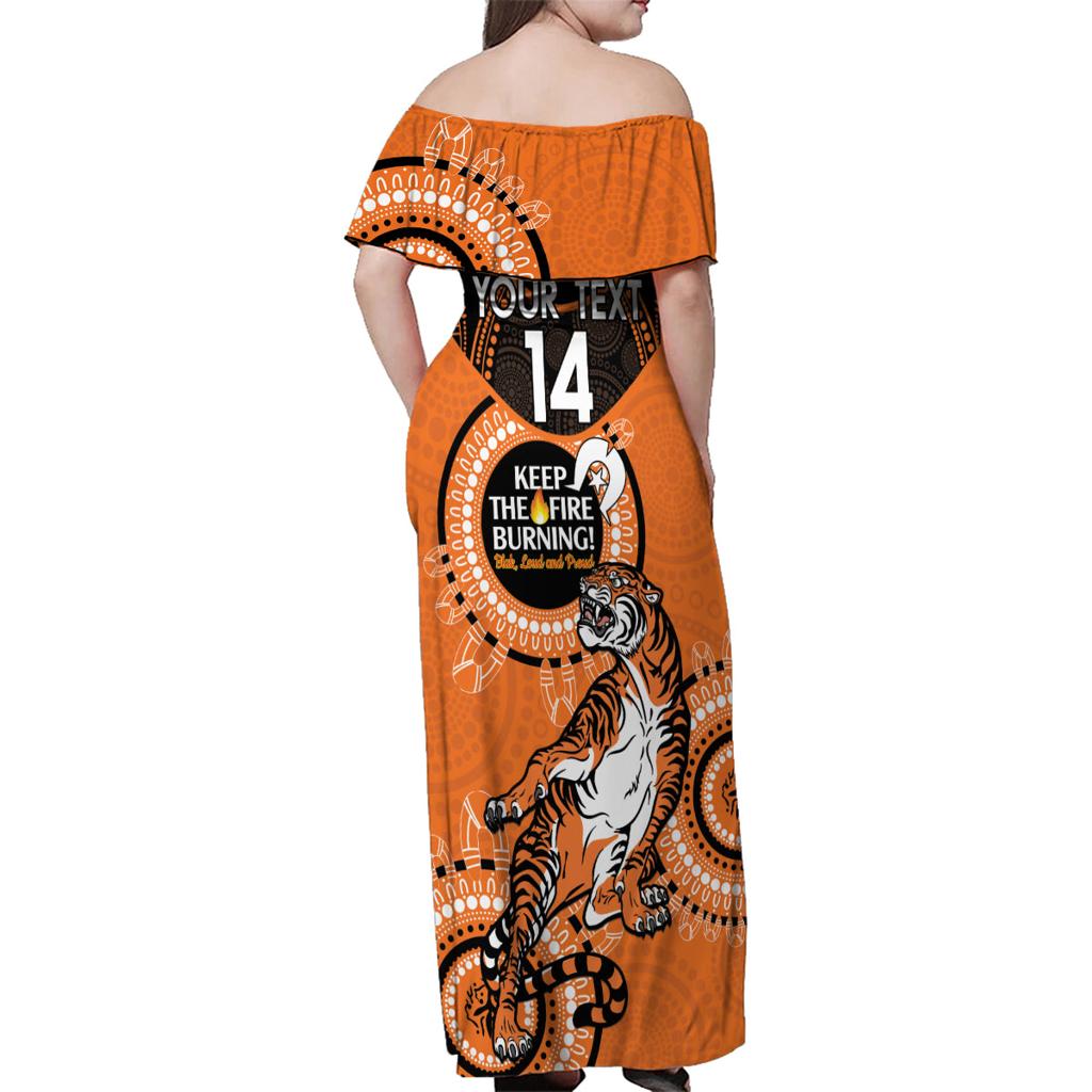 Custom NRL Tigers NAIDOC Week Family Matching Off Shoulder Maxi Dress and Hawaiian Shirt Keep The Fire Burning Indigenous Art