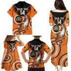 Custom NRL Tigers NAIDOC Week Family Matching Puletasi and Hawaiian Shirt Keep The Fire Burning Indigenous Art