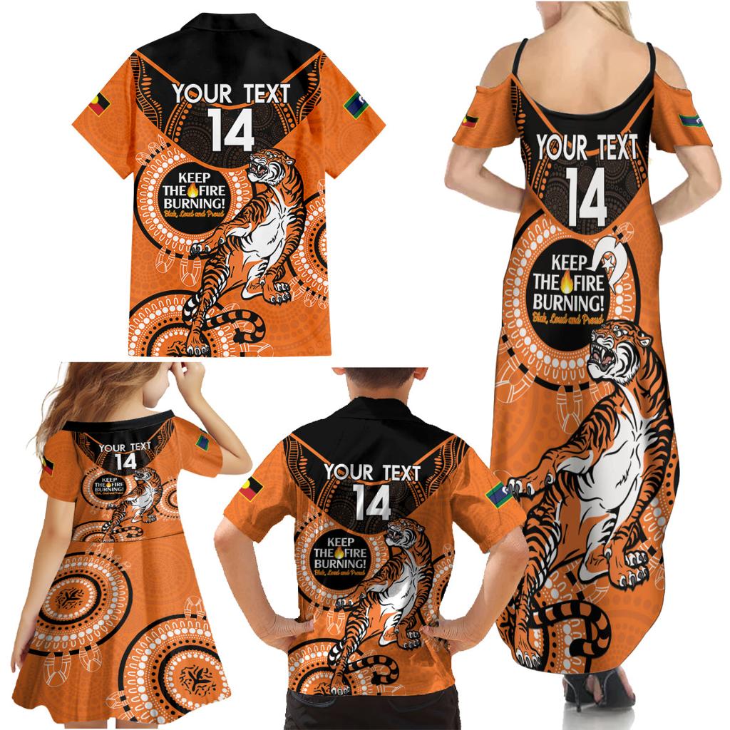 Custom NRL Tigers NAIDOC Week Family Matching Summer Maxi Dress and Hawaiian Shirt Keep The Fire Burning Indigenous Art