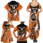 Custom NRL Tigers NAIDOC Week Family Matching Summer Maxi Dress and Hawaiian Shirt Keep The Fire Burning Indigenous Art