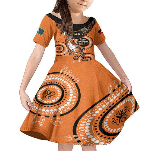Custom NRL Tigers NAIDOC Week Family Matching Tank Maxi Dress and Hawaiian Shirt Keep The Fire Burning Indigenous Art