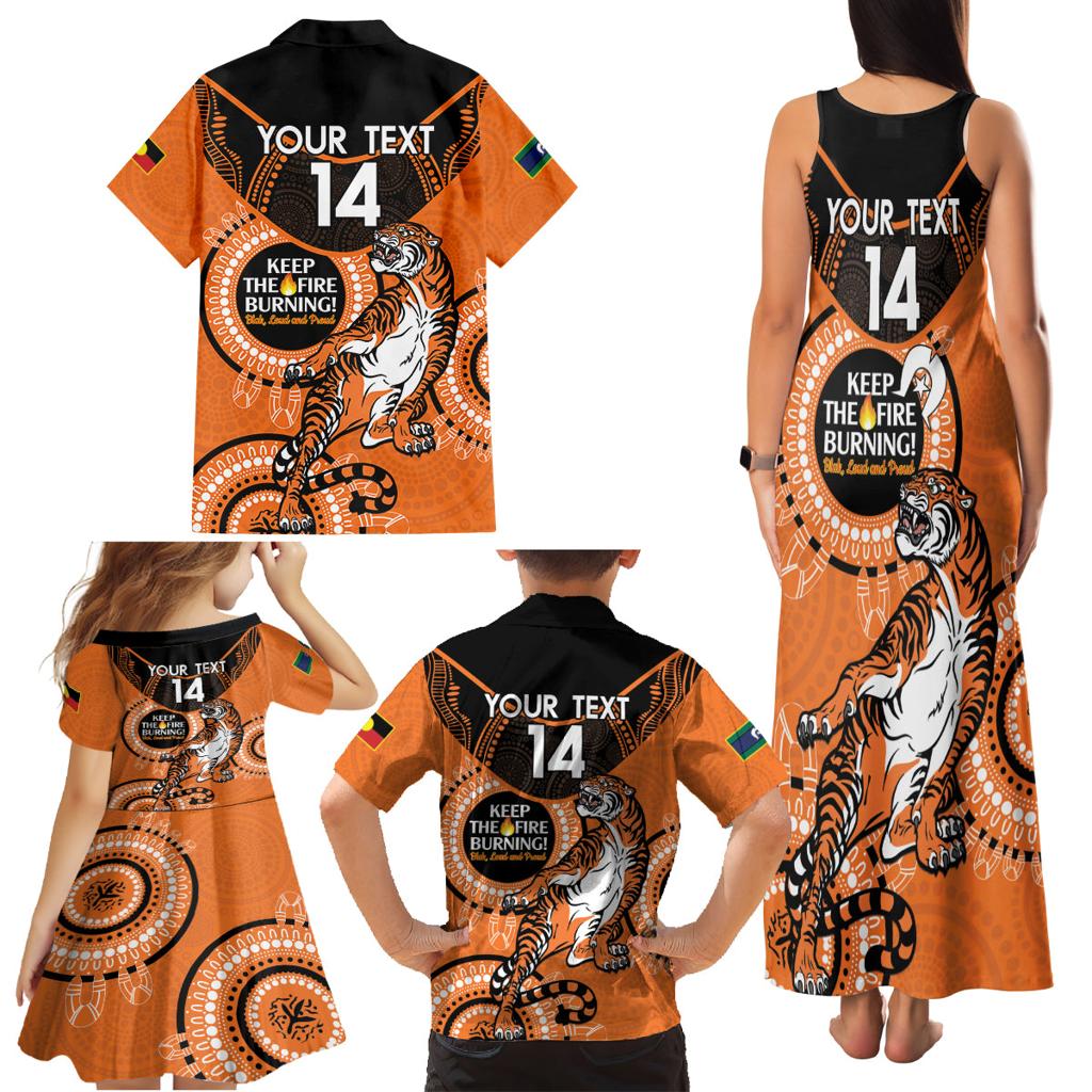 Custom NRL Tigers NAIDOC Week Family Matching Tank Maxi Dress and Hawaiian Shirt Keep The Fire Burning Indigenous Art