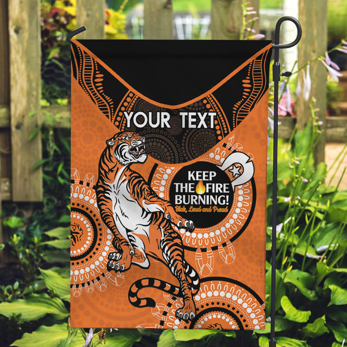 Custom NRL Tigers NAIDOC Week Garden Flag Keep The Fire Burning Indigenous Art