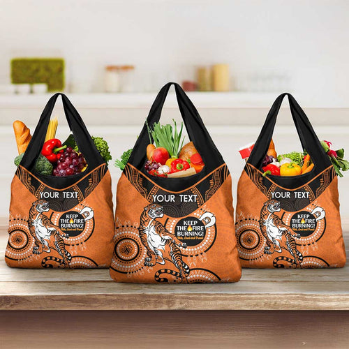 Custom NRL Tigers NAIDOC Week Grocery Bag Keep The Fire Burning Indigenous Art