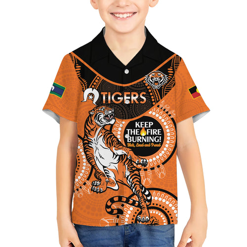 Custom NRL Tigers NAIDOC Week Hawaiian Shirt Keep The Fire Burning Indigenous Art