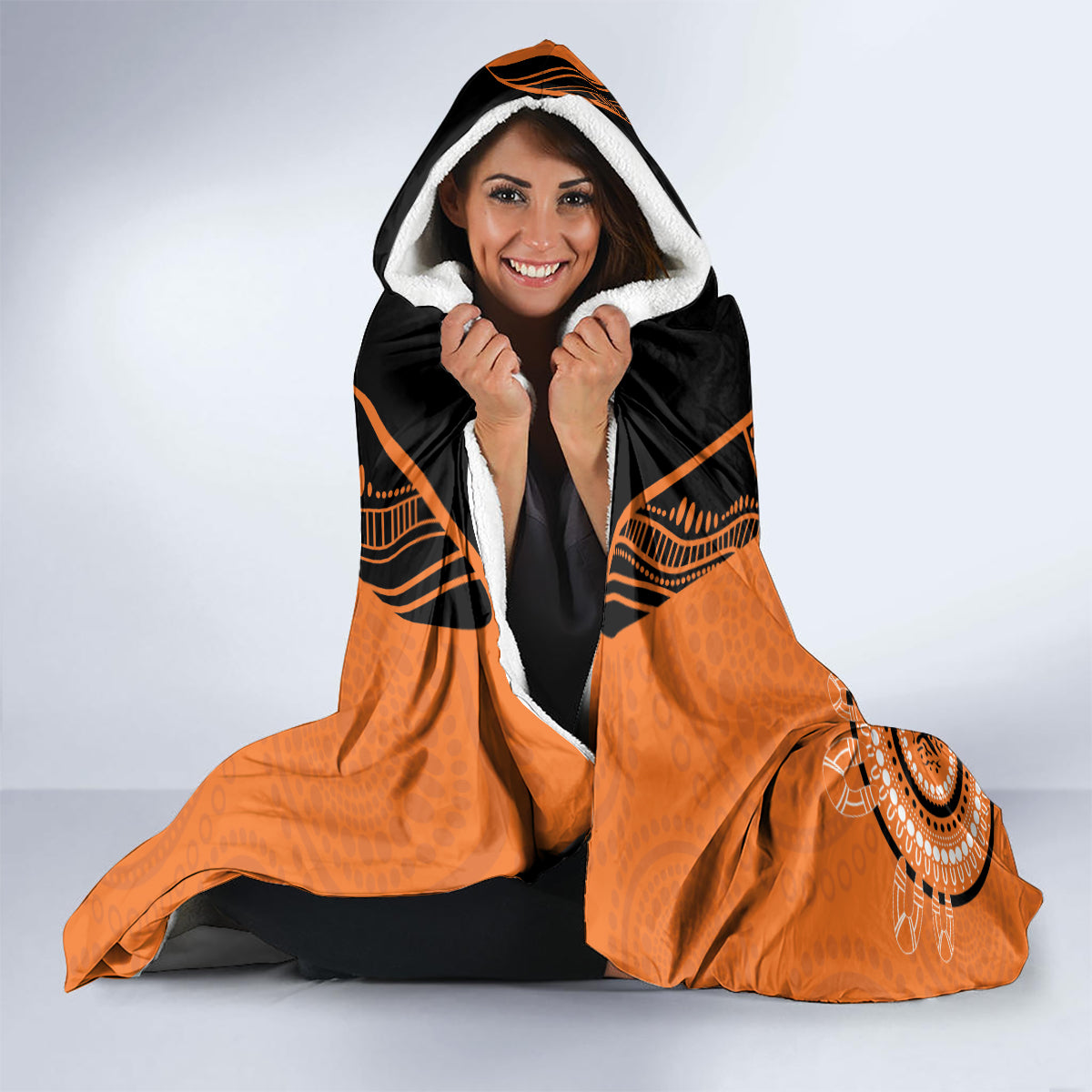 Custom NRL Tigers NAIDOC Week Hooded Blanket Keep The Fire Burning Indigenous Art