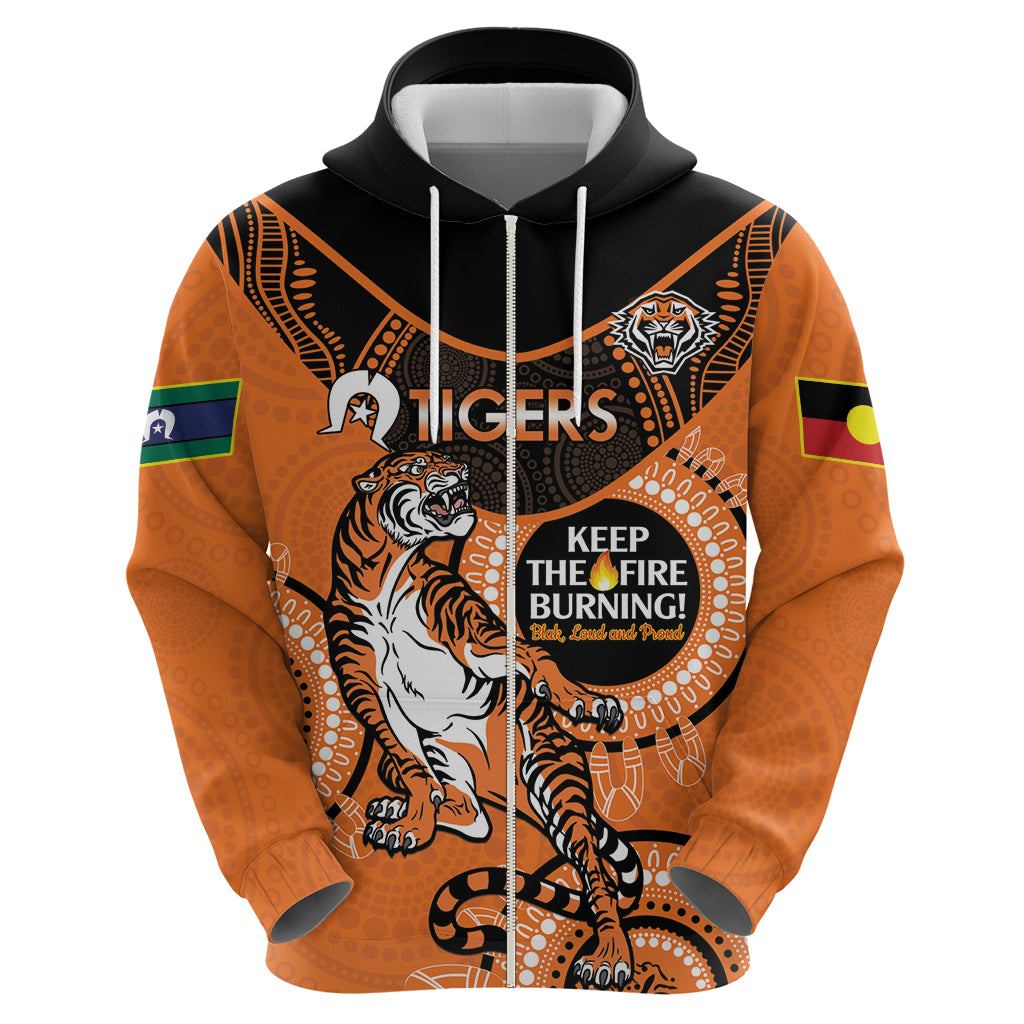 Custom NRL Tigers NAIDOC Week Hoodie Keep The Fire Burning Indigenous Art