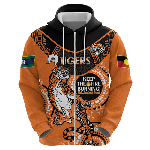 Custom NRL Tigers NAIDOC Week Hoodie Keep The Fire Burning Indigenous Art