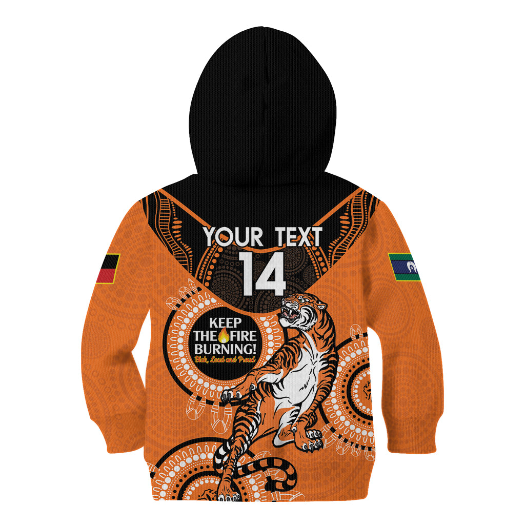 Custom NRL Tigers NAIDOC Week Kid Hoodie Keep The Fire Burning Indigenous Art
