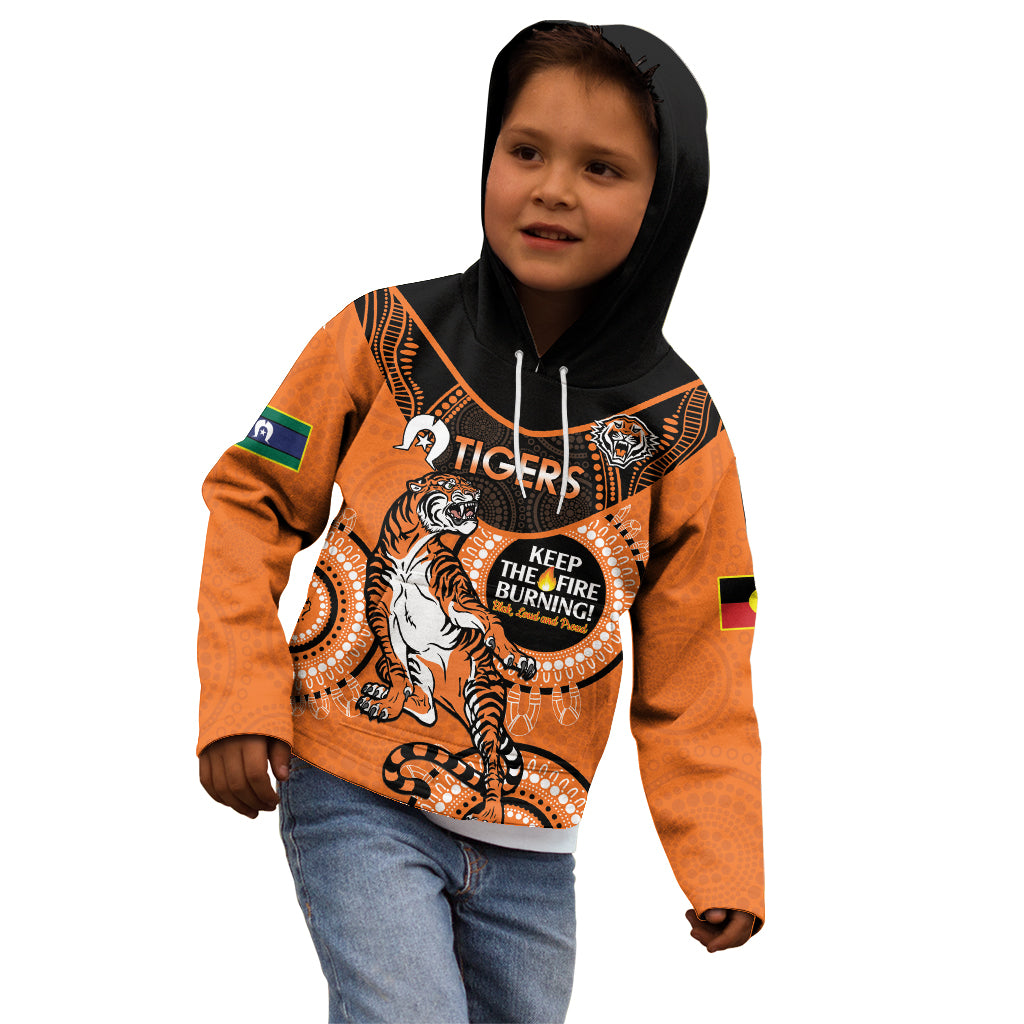 Custom NRL Tigers NAIDOC Week Kid Hoodie Keep The Fire Burning Indigenous Art