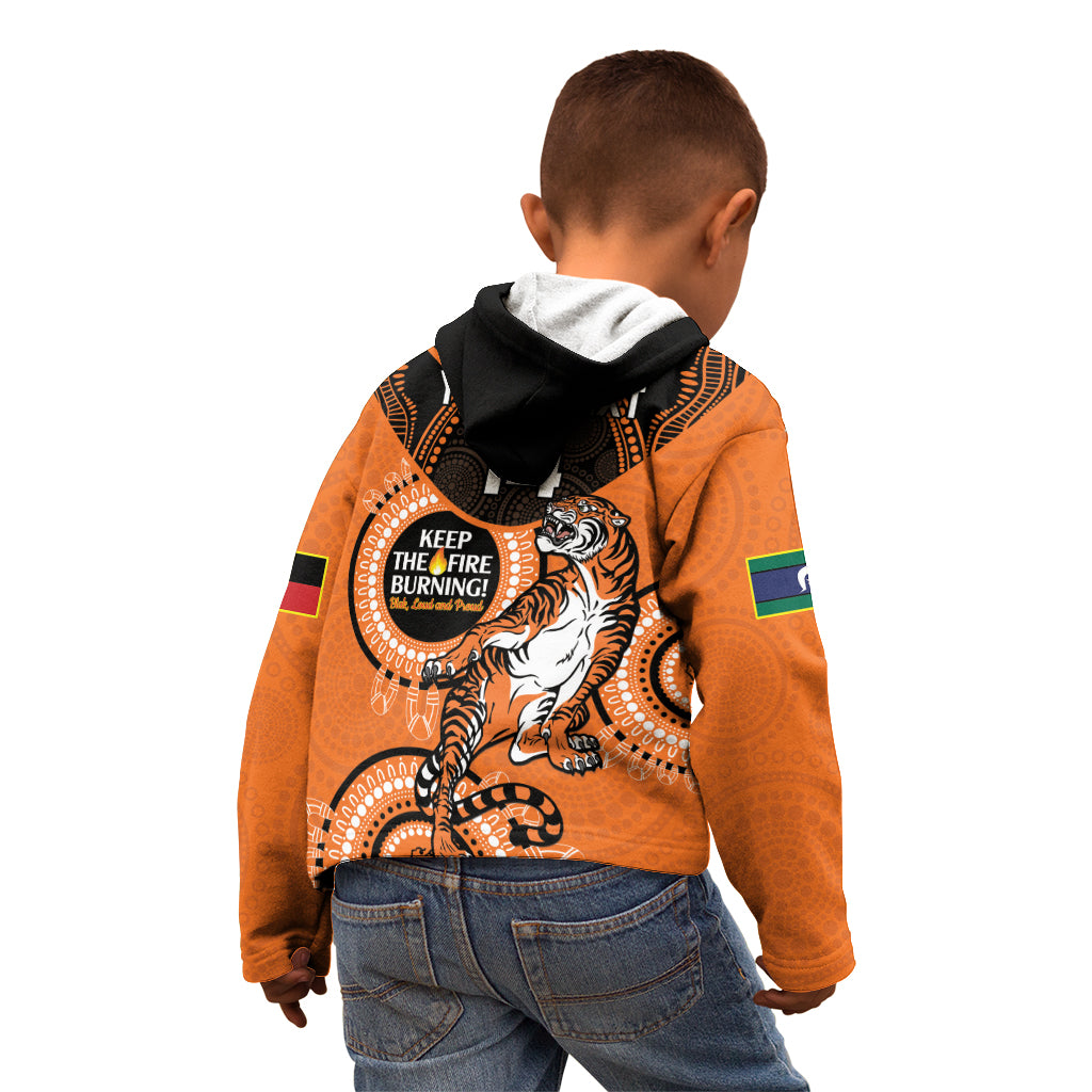 Custom NRL Tigers NAIDOC Week Kid Hoodie Keep The Fire Burning Indigenous Art