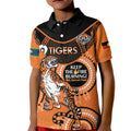 Custom NRL Tigers NAIDOC Week Kid Polo Shirt Keep The Fire Burning Indigenous Art