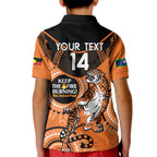Custom NRL Tigers NAIDOC Week Kid Polo Shirt Keep The Fire Burning Indigenous Art